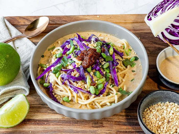 Peanut satay noodle bowl
