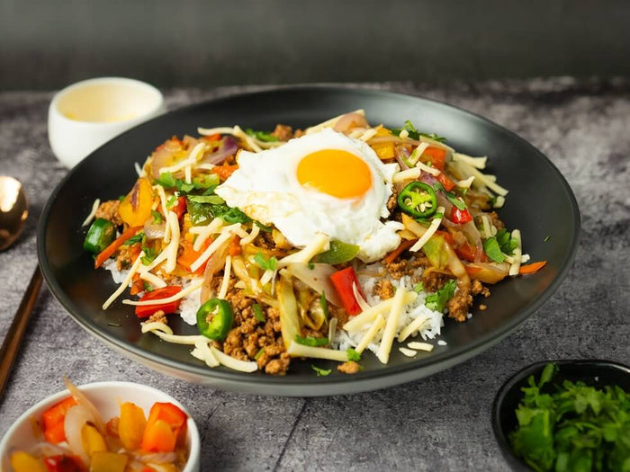 Japanese beef taco rice bowl