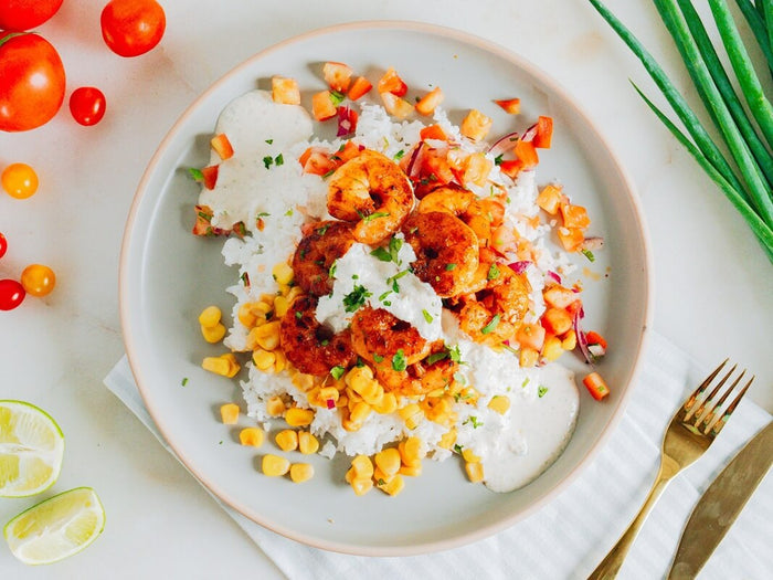 Grilled prawn bowl with creamy chipotle honey sauce